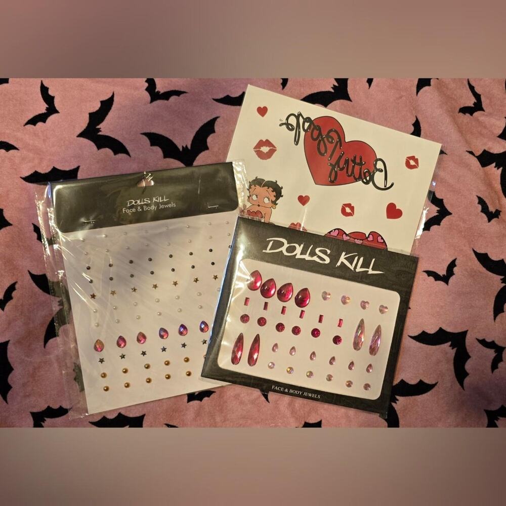 Dolls Kill Face and Body Jewels & Betty Boop Tattoo Bundle